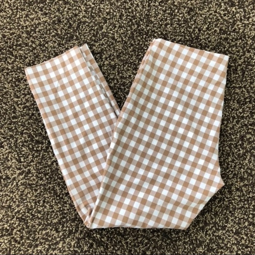 Zara | Gingham Brown White Checked Pants Trousers